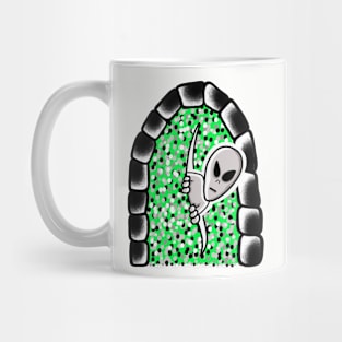 Alien looking through portal Mug